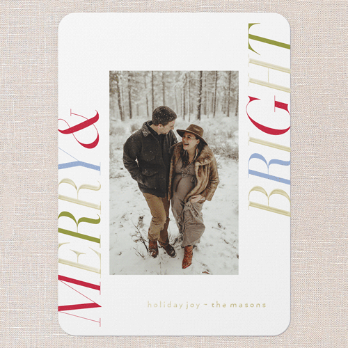 Carnelian Cadence Holiday Card, Gold Foil, White, 5x7, Christmas, Matte, Personalized Foil Cardstock, Rounded, White