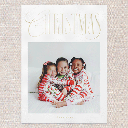 Glossy Headline Holiday Card, White, Gold Foil, 5x7, Christmas, Matte, Personalized Foil Cardstock, Square, White