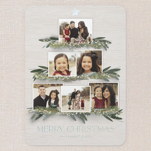 Together Tree Holiday Card, White, Iridescent Foil, 5x7, Christmas, Matte, Personalized Foil Cardstock, Rounded, White