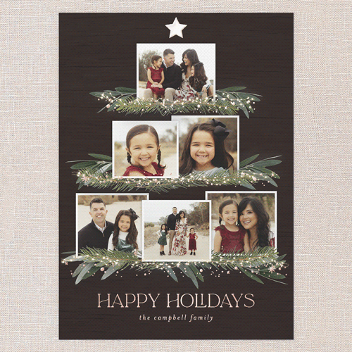 Together Tree Holiday Card, Brown, Rose Gold Foil, 5x7, Holiday, Matte, Personalized Foil Cardstock, Square, Brown