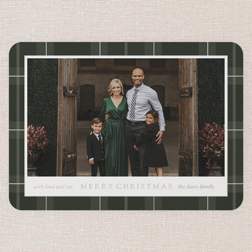 Plaid Classic Holiday Card, Iridescent Foil, Green, 5x7, Christmas, Matte, Personalized Foil Cardstock, Rounded, Green