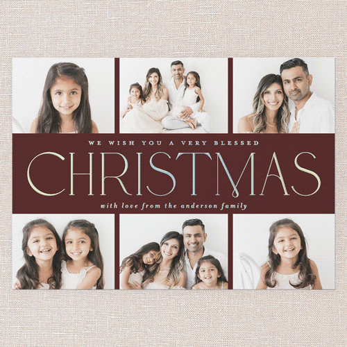 Elegant Middle Holiday Card, Iridescent Foil, Red, 5x7, Religious, Matte, Personalized Foil Cardstock, Square, Red