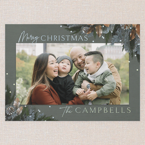 Mixed Metallic Marvel Holiday Card, Green, Iridescent Foil, 5x7, Christmas, Matte, Personalized Foil Cardstock, Square, Fern