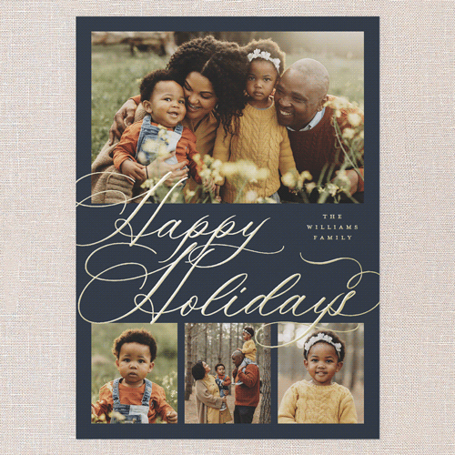 Timeless Penmanship Holiday Card, Gold Foil, Blue, 5x7, Holiday, Matte, Personalized Foil Cardstock, Square, Blue