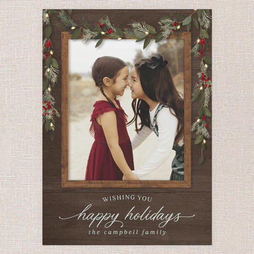 Gorgeous Frosty Garland Holiday Card, Iridescent Foil, Brown, 5x7, Holiday, Matte, Personalized Foil Cardstock, Square, Deep Chocolate