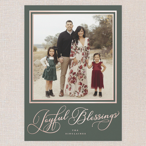 Signed Impressions Holiday Card, Green, Rose Gold Foil, 5x7, Religious, Matte, Personalized Foil Cardstock, Square, Green