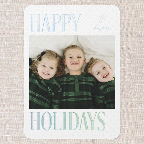 Serene Signature Holiday Card, Iridescent Foil, Red, 5x7, Holiday, Matte, Personalized Foil Cardstock, Rounded, Apple
