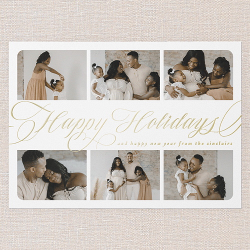 Flourished Sentiment Holiday Card, Red, Gold Foil, 5x7, Holiday, Matte, Personalized Foil Cardstock, Square, Red