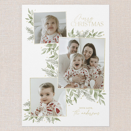 Timeless Grouping Holiday Card, White, Gold Foil, 5x7, Christmas, Matte, Personalized Foil Cardstock, Square, White