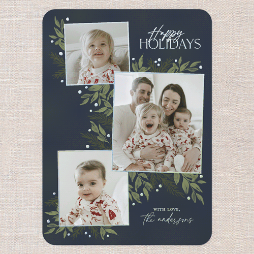 Timeless Grouping Holiday Card, Blue, Iridescent Foil, 5x7, Holiday, Matte, Personalized Foil Cardstock, Rounded, Blue