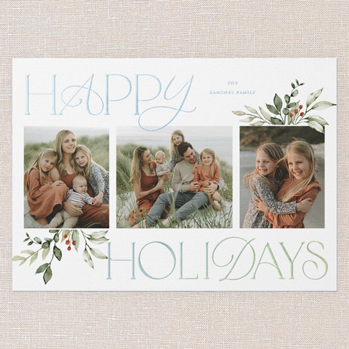 Hint Of Green Holiday Card, White, Iridescent Foil, 5x7, Holiday, Matte, Personalized Foil Cardstock, Square, White