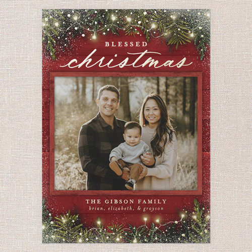 Earnest Evergreen Holiday Card, Red, Gold Foil, 5x7, Religious, Matte, Personalized Foil Cardstock, Square, Radish