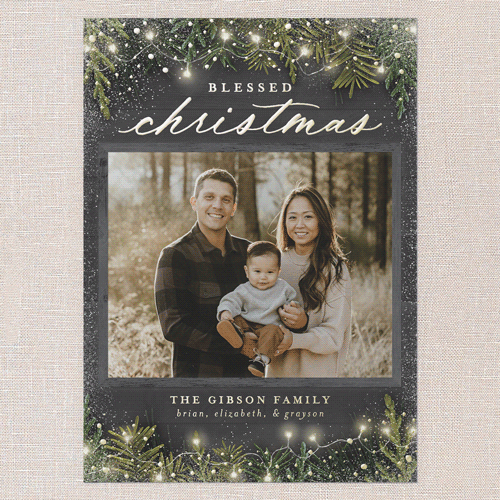 Earnest Evergreen Holiday Card, Black, Gold Foil, 5x7, Religious, Matte, Personalized Foil Cardstock, Square, Black