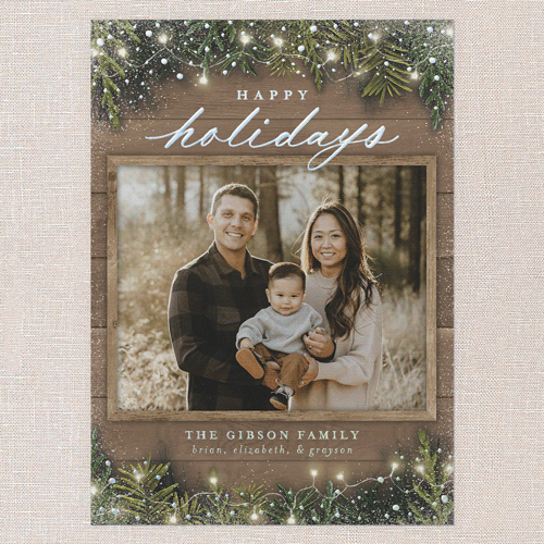 Earnest Evergreen Holiday Card, Beige, Iridescent Foil, 5x7, Holiday, Matte, Personalized Foil Cardstock, Square, Rye