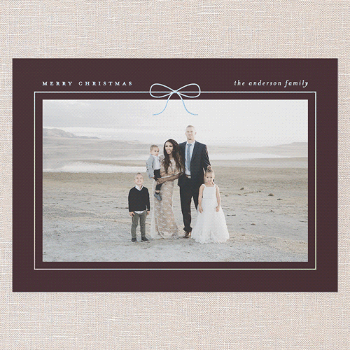 Radiant Bow Holiday Card, Red, Iridescent Foil, 5x7, Christmas, Matte, Personalized Foil Cardstock, Square, Red