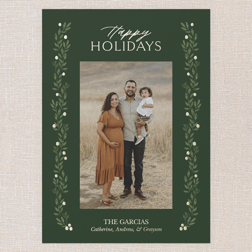 Classic Botanicals Holiday Card, Gold Foil, Green, 5x7, Holiday, Matte, Personalized Foil Cardstock, Square, Green