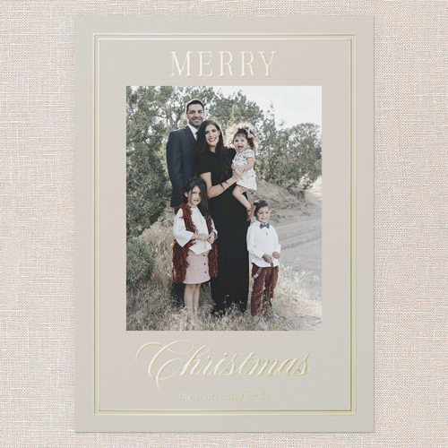 Elegant Luster Holiday Card, Beige, Gold Foil, 5x7, Christmas, Matte, Personalized Foil Cardstock, Square, Cream