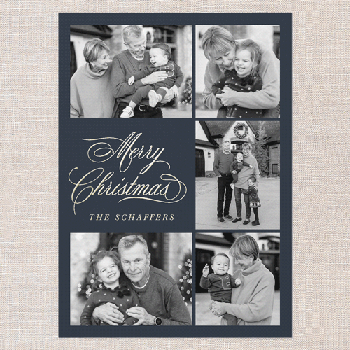 Golden Script Elegance Holiday Card, Blue, Gold Foil, 5x7, Christmas, Matte, Personalized Foil Cardstock, Square, Cobalt