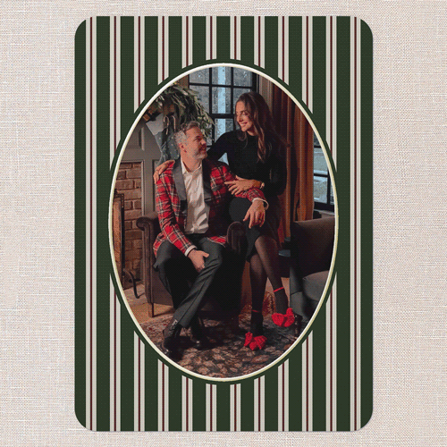 Classic Cameo Holiday Card, Green, Gold Foil, 5x7, Holiday, Matte, Personalized Foil Cardstock, Rounded, Green