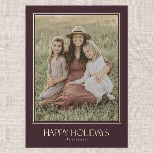 Golden Border Elegance Holiday Card, Red, Gold Foil, 5x7, Holiday, Matte, Personalized Foil Cardstock, Square, Red