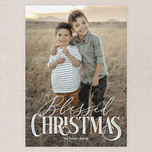 Serene Blessing Holiday Card, White, Iridescent Foil, 5x7, Religious, Matte, Personalized Foil Cardstock, Square, White