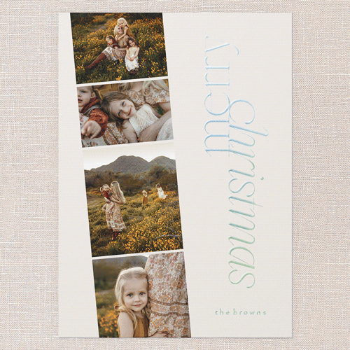 Sleek Greetings Holiday Card, Beige, Iridescent Foil, 5x7, Christmas, Matte, Personalized Foil Cardstock, Square, Cream