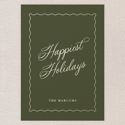 Hardbound Holiday Card, Gold Foil, Green, 5x7, Holiday, Matte, Personalized Foil Cardstock, Square, Olive