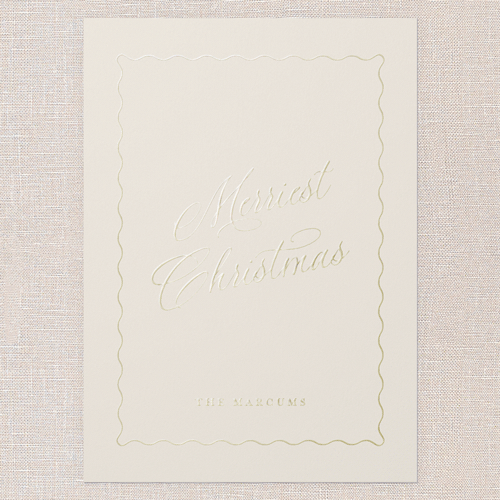 Hardbound Holiday Card, Gold Foil, Beige, 5x7, Christmas, Matte, Personalized Foil Cardstock, Square, Adobe Blush