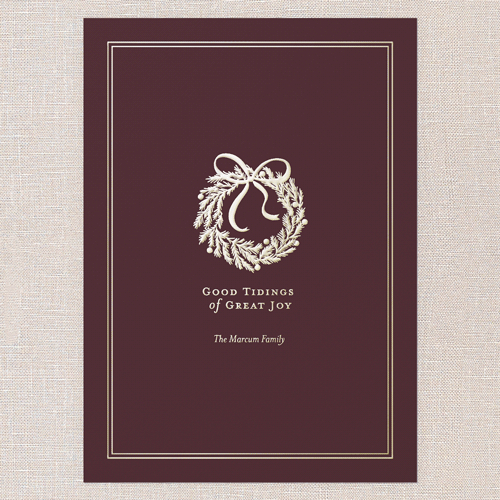 Just For You Holiday Card, Red, Gold Foil, 5x7, Christmas, Matte, Personalized Foil Cardstock, Square, Velvet