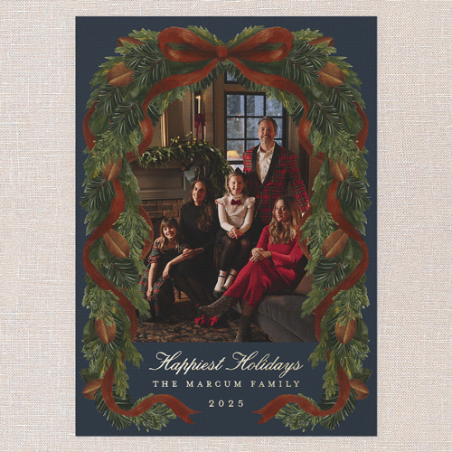 Welcome Home Holiday Card, Blue, Gold Foil, 5x7, Holiday, Matte, Personalized Foil Cardstock, Square, Navy