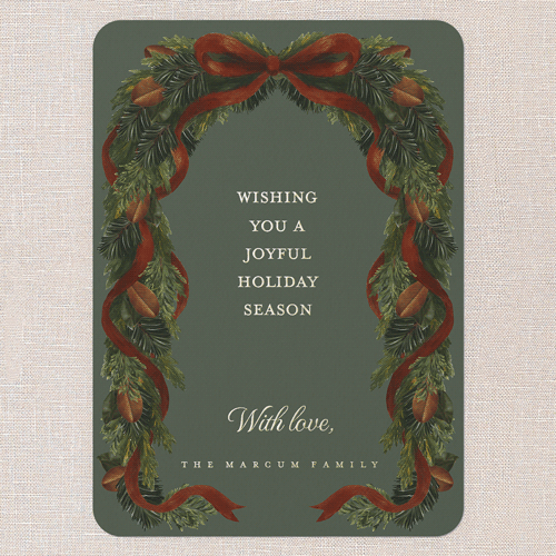 Winter Drapes Holiday Card, Gold Foil, Blue, 5x7, Holiday, Matte, Personalized Foil Cardstock, Rounded, Cedar