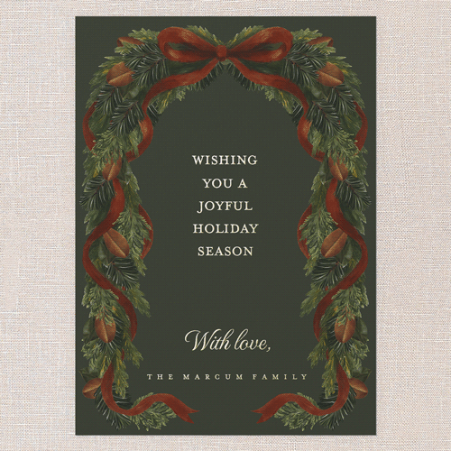 Winter Drapes Holiday Card, Green, Gold Foil, 5x7, Holiday, Matte, Personalized Foil Cardstock, Square, Spruce