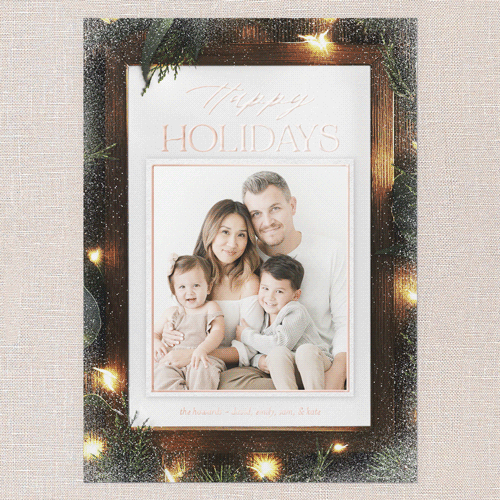 Winterwood Frame Holiday Card, Brown, Rose Gold Foil, 5x7, Holiday, Matte, Personalized Foil Cardstock, Square, Brown
