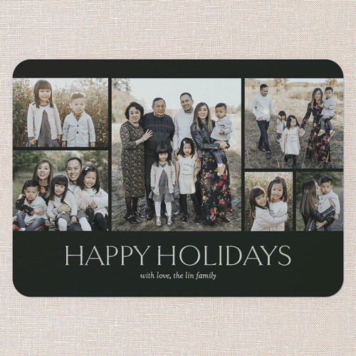 Timeless Gathering Holiday Card, Black, Iridescent Foil, 5x7, Holiday, Matte, Personalized Foil Cardstock, Rounded, Black
