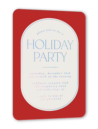 Modern Deco Joy Holiday Invitation, Iridescent Foil, Red, 5x7, Holiday, Matte, Personalized Foil Cardstock, Rounded