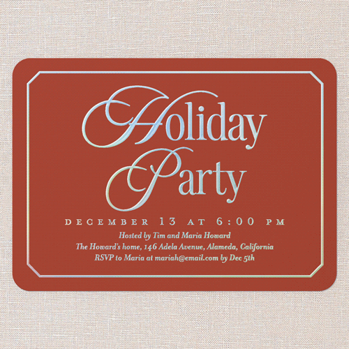 Timeless Traditions Holiday Invitation, Iridescent Foil, Red, 5x7, Holiday, Matte, Personalized Foil Cardstock, Rounded, Red