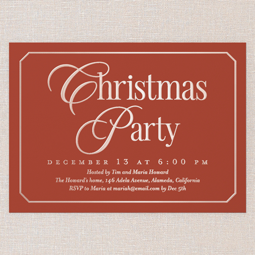 Timeless Traditions Holiday Invitation, Red, Rose Gold Foil, 5x7, Christmas, Matte, Personalized Foil Cardstock, Square