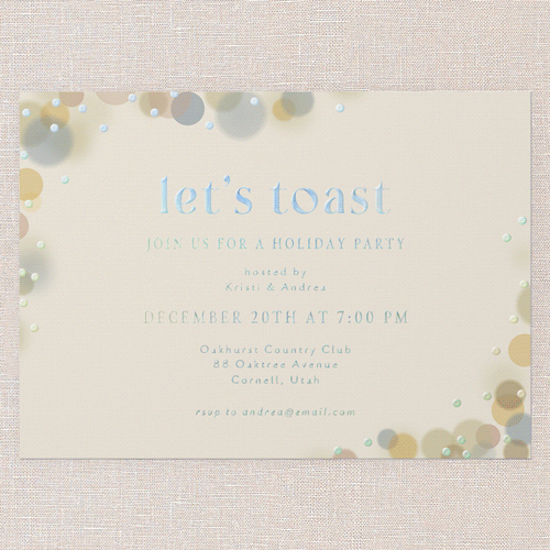 Golden Toast Holiday Invitation, Iridescent Foil, White, 5x7, Holiday, Matte, Personalized Foil Cardstock, Square, Eggshell