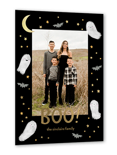 Cute Boo Halloween, Black, Gold Foil, 5x7, Matte, Personalized Foil Cardstock, Square
