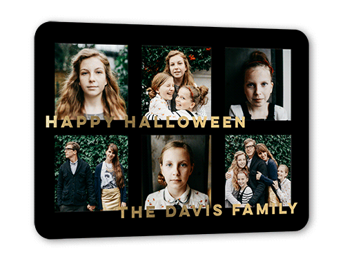 Scary Squares Halloween, Black, Gold Foil, 5x7, Matte, Personalized Foil Cardstock, Rounded