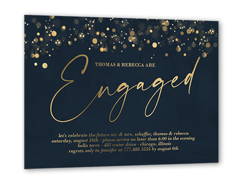 Surprise Awe Engagement Party Invitation, Black, Gold Foil, 5x7, Matte, Personalized Foil Cardstock, Square