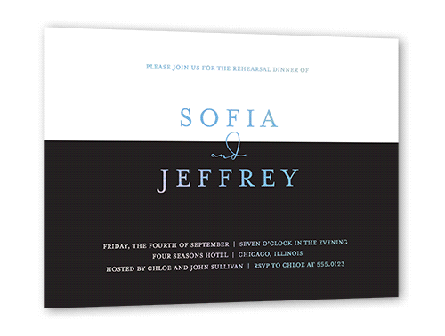 Dazzling Duet Rehearsal Dinner Invitation, Black, Iridescent Foil, 5x7, Matte, Personalized Foil Cardstock, Square