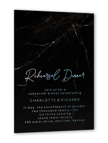 Married Marble Rehearsal Dinner Invitation, Black, Iridescent Foil, 5x7, Matte, Personalized Foil Cardstock, Square