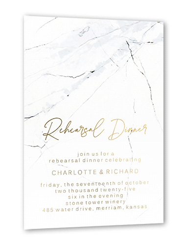 Married Marble Rehearsal Dinner Invitation, White, Gold Foil, 5x7, Matte, Personalized Foil Cardstock, Square