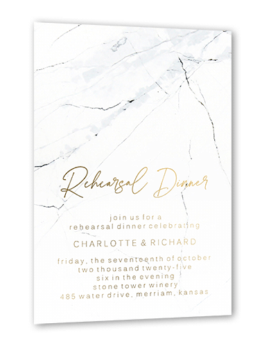 Married Marble Rehearsal Dinner Invitation, Gold Foil, White, 5x7, Matte, Personalized Foil Cardstock, Square, White