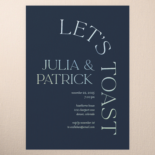 Modern Flow Rehearsal Dinner Invitation, Blue, Iridescent Foil, 5x7, Matte, Personalized Foil Cardstock, Square