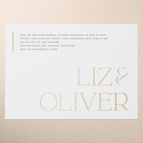 Classic Gleam Rehearsal Dinner Invitation, Gold Foil, White, 5x7, Matte, Personalized Foil Cardstock, Square, White
