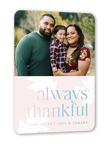 Autumn Gift Fall Greeting, Iridescent Foil, White, 5x7, Matte, Personalized Foil Cardstock, Rounded, White