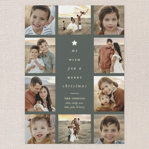 Tree Words Christmas Card, Gold Foil, Green, 5x7, Christmas, Matte, Personalized Foil Cardstock, Square, Green