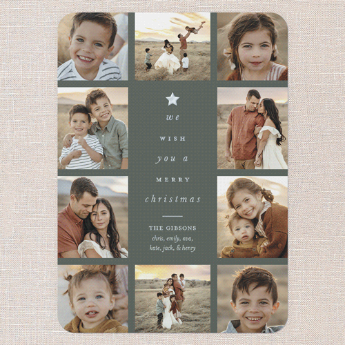 Tree Words Christmas Card, Green, Iridescent Foil, 5x7, Christmas, Matte, Personalized Foil Cardstock, Rounded, Green